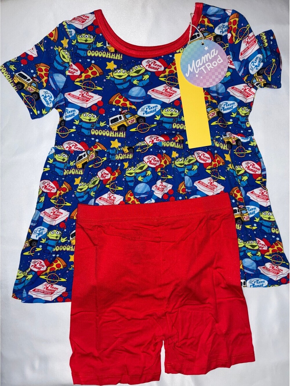Mama Trod Pizza Planet Peplum Set 5/6T NWT